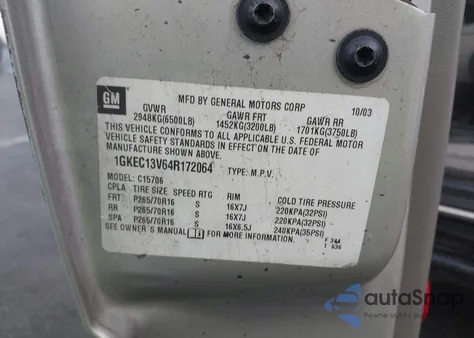 2004 GMC Yukon Slt from USA, damaged, VIN 1GKEC13V64R172064